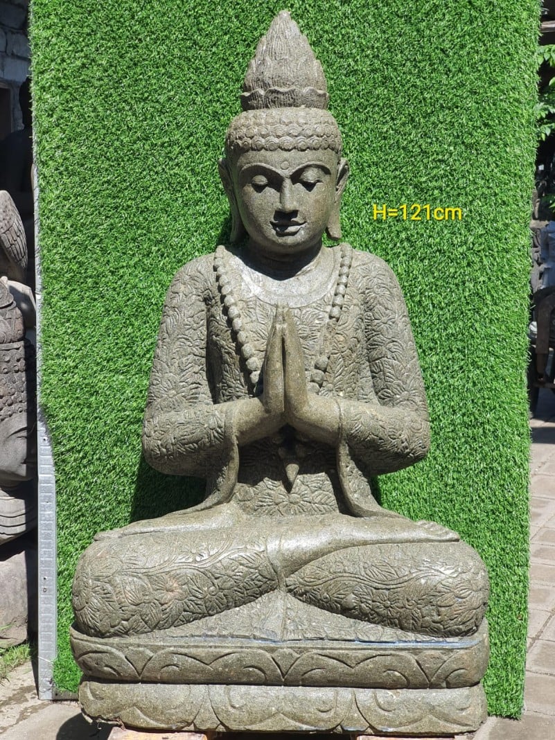 Verhuizer Opnieuw schieten piek Tuin Boeddha Beeld Zittend in de Namaste Mudra van Groensteen 121cm | Lotus  Art
