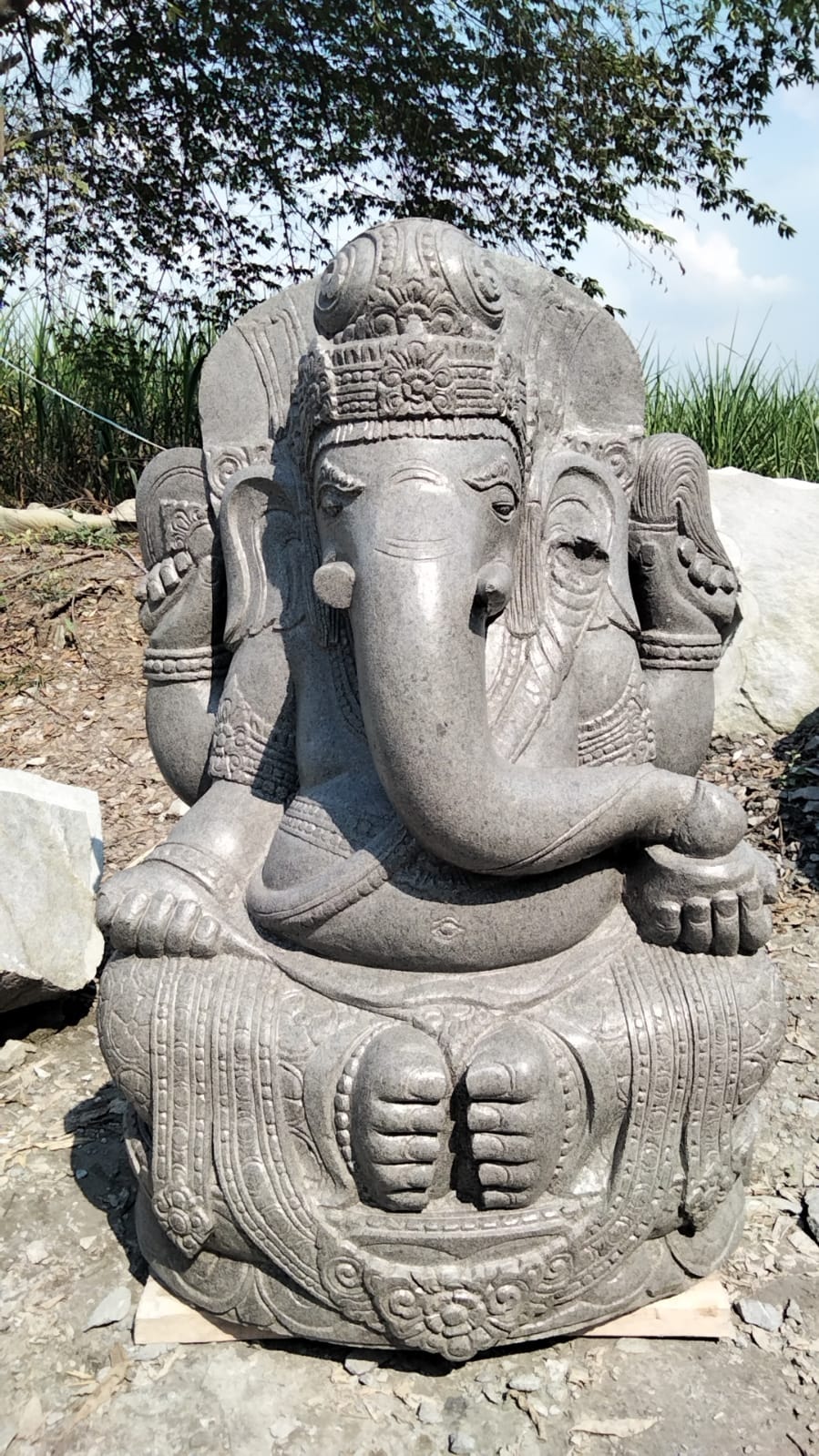 Vriendelijkheid leeuwerik Certificaat Ganesha Tuinbeeld Handgemaakt van Graniet 100cm | Lotus Art