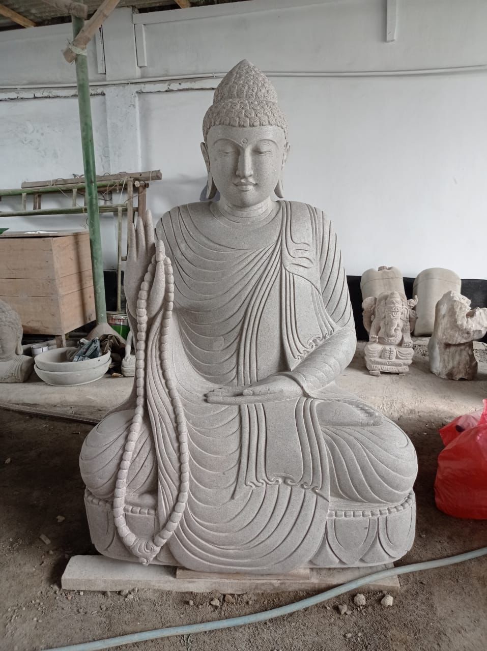 Goodeco Mediterende baby Boeddha tuin ornament, zen tuin monnik standbeeld beeldje sculptuur binnen/buiten decor geschenken voor thuis, tuin, terras, terras, veranda tuin kunst decoratie, polyhars